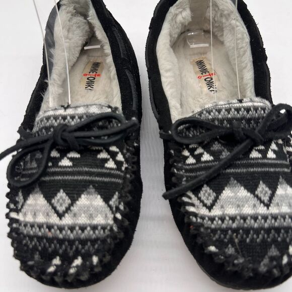 Minnetonka Britt Knit Plug Trapper Black Suede Women's Slipper - Size  10 - Picture 2 of 6